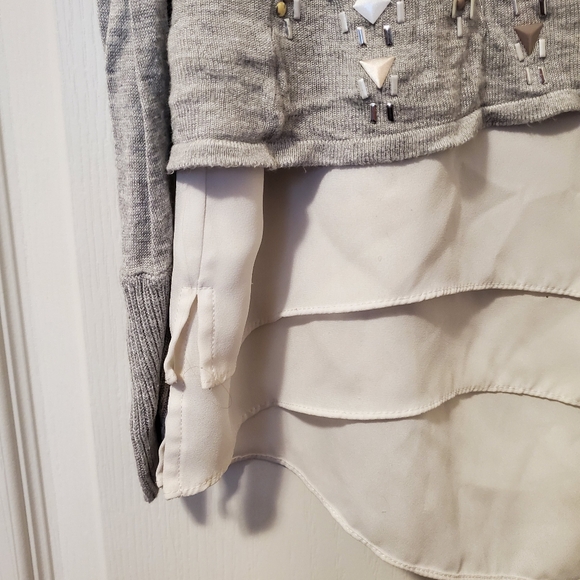 White House Black Market Grey Boat Neck Sequin Long Sleeve Blouse (Size XS) - Picture 12 of 16